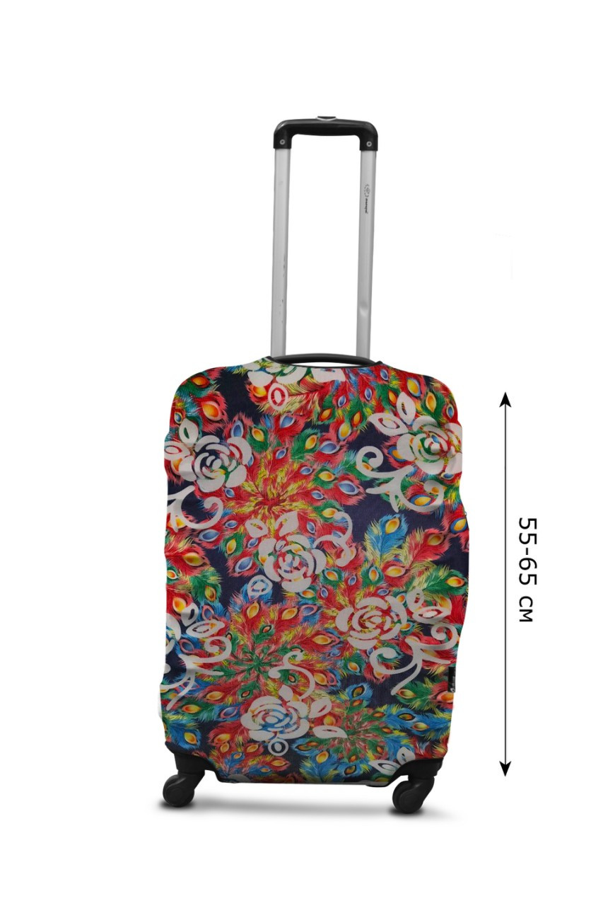 Чохол для валізи Coverbag дайвінг M павич різнобарвний