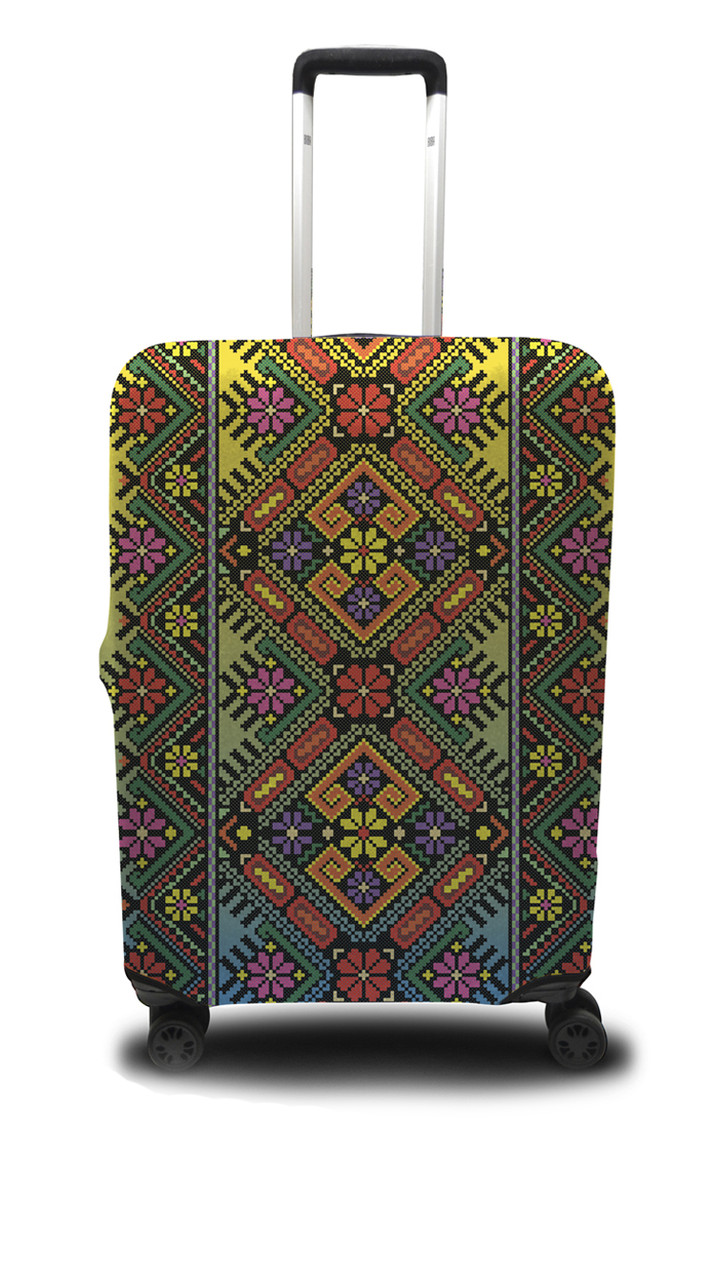 Чохол для валізи Coverbag український орнамент M жовто-червоний