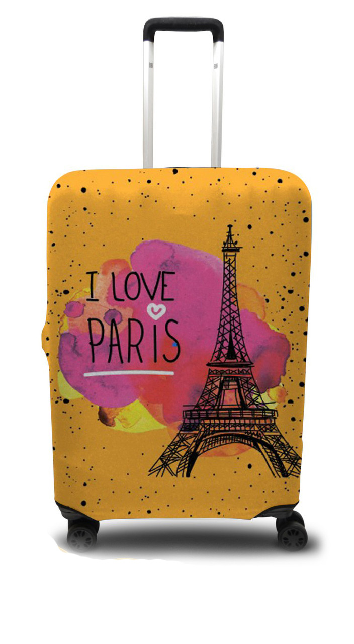 Чохол для валізи Coverbag Париж M жовто-рожевий