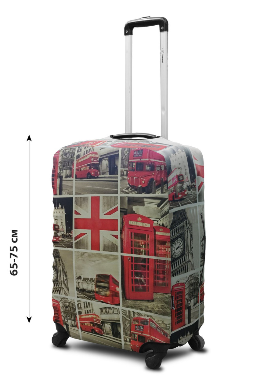Чохол для валізи Coverbag неопрен L колаж Лондон