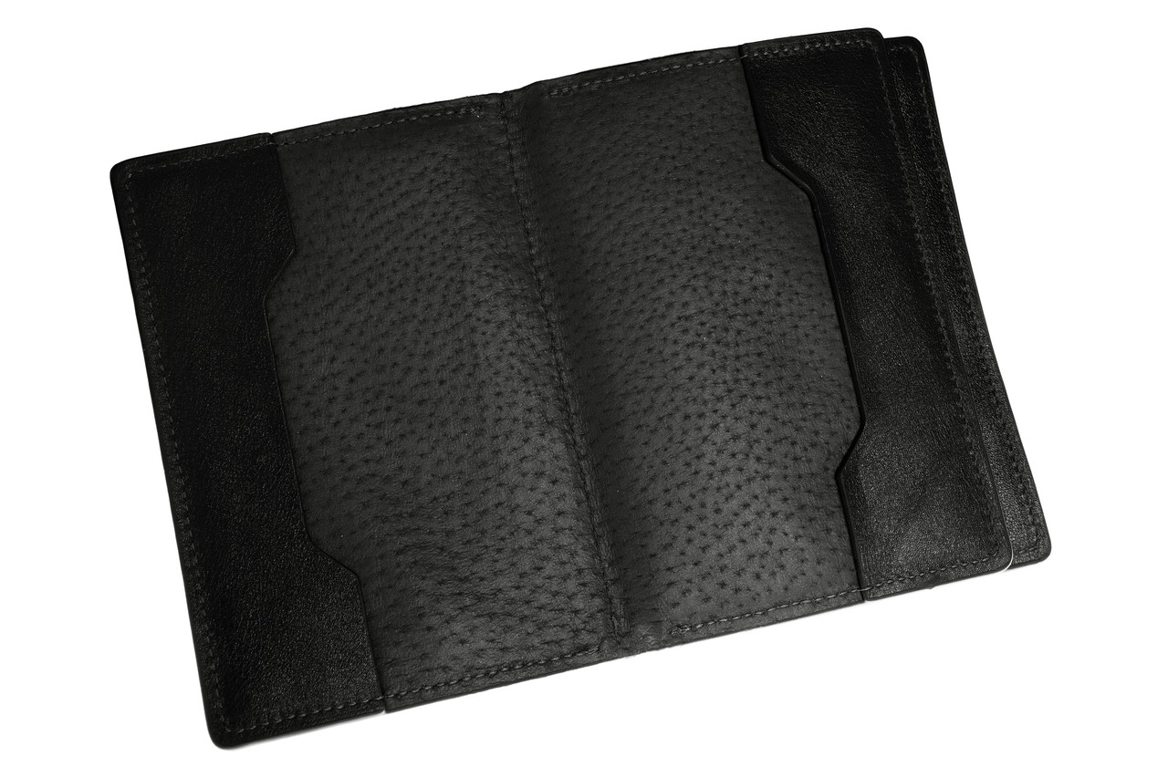 Обкладинка для документів паспорта автодокументів Grande Pelle 140х100х20 глянцева шкіра чорний