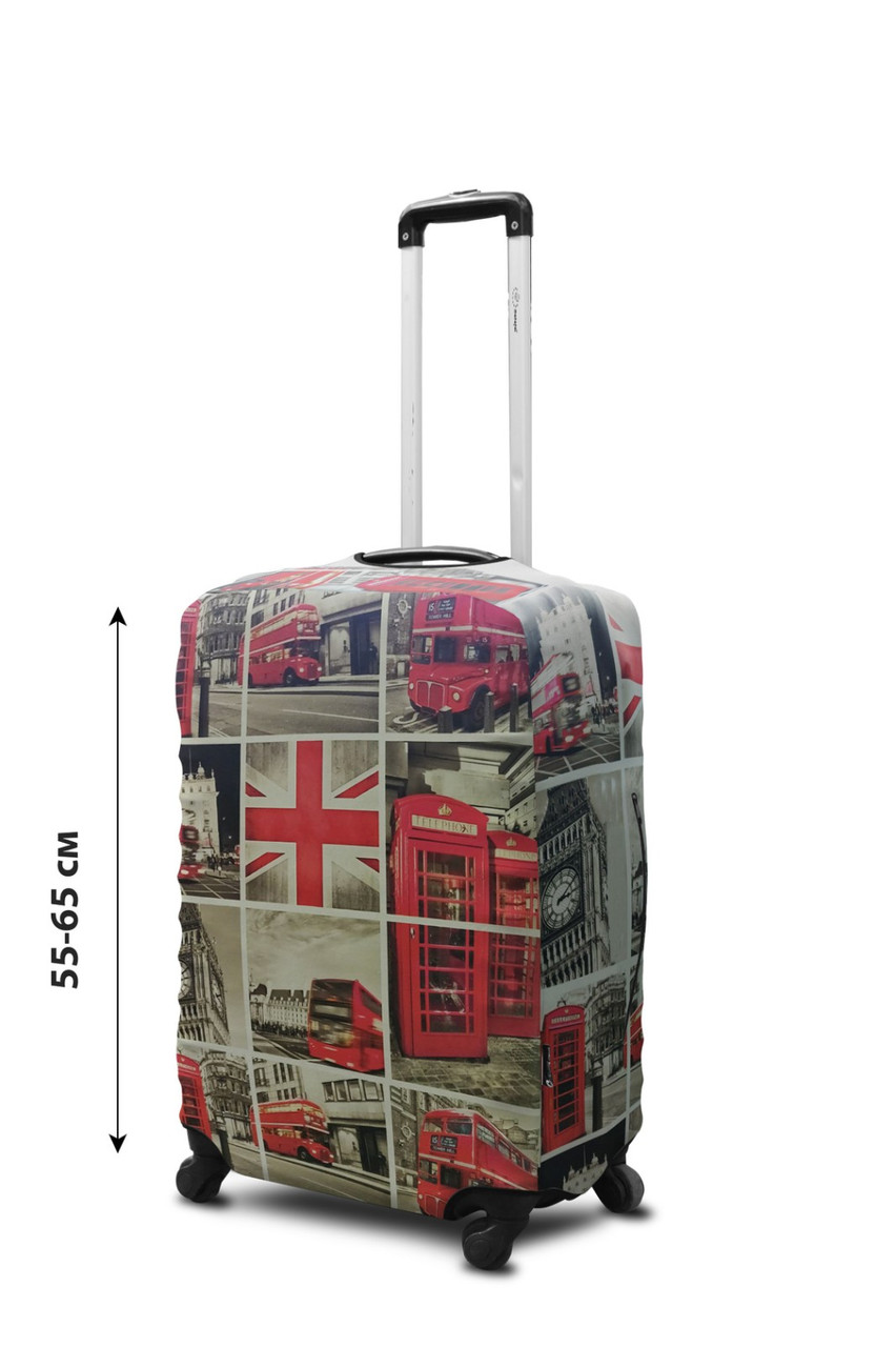 Чохол для валізи Coverbag неопрен M колаж Лондон