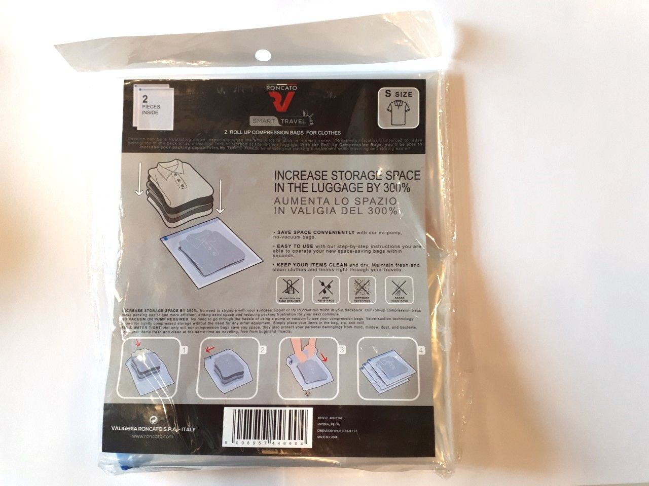 Вакуумный пакет для одягу размір S Roncato Accessories 409177
