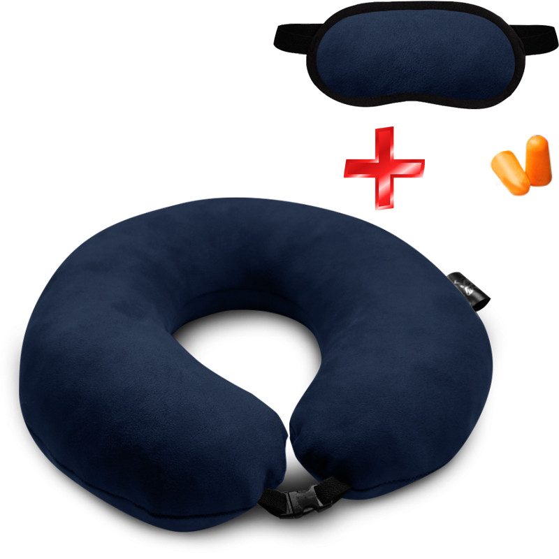 Подушка Coverbag для подорожей т. синя + маска для сну