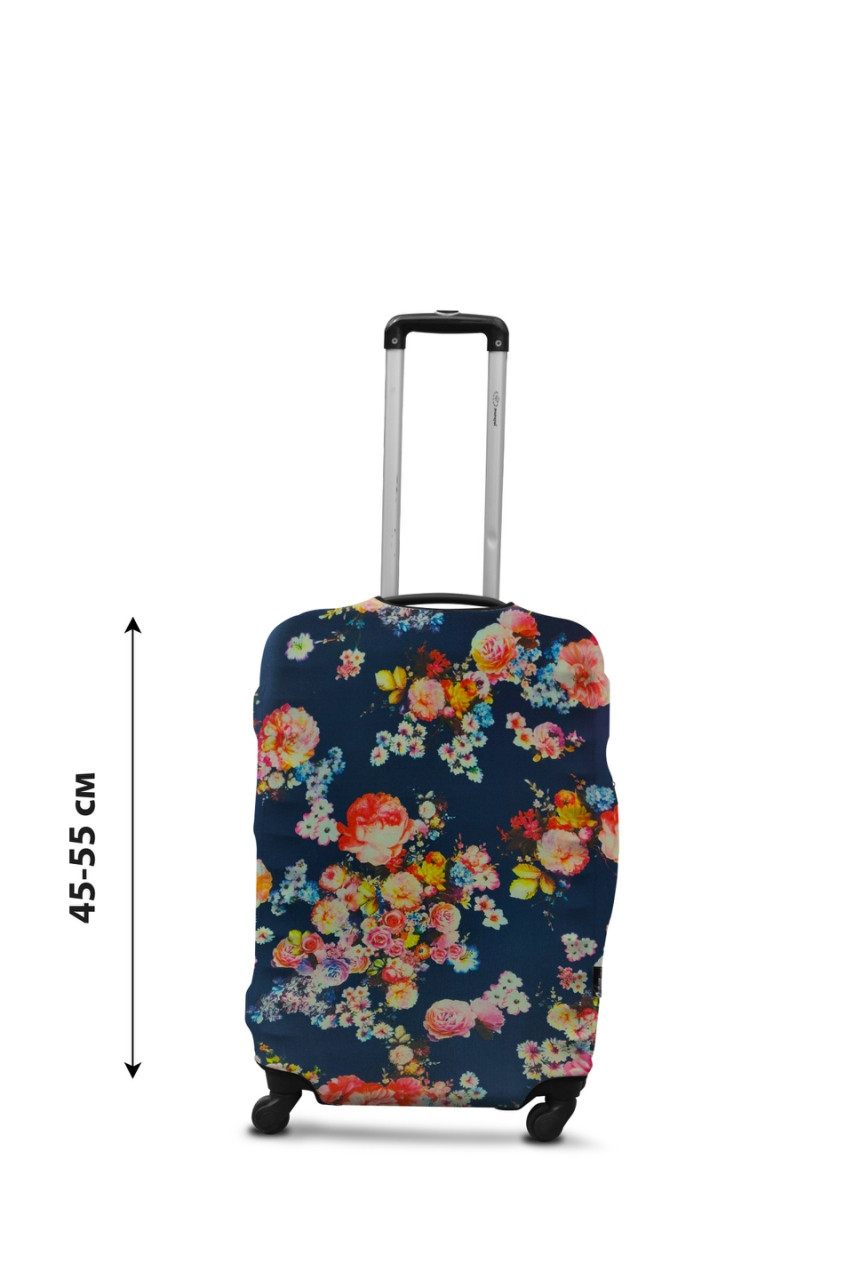 Чохол для валізи Coverbag дайвінг S квіти на синьому