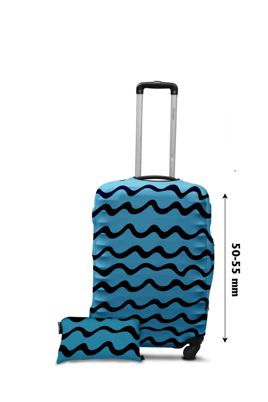 Чохол для валізи Coverbag дайвінг S хвилі бірюза