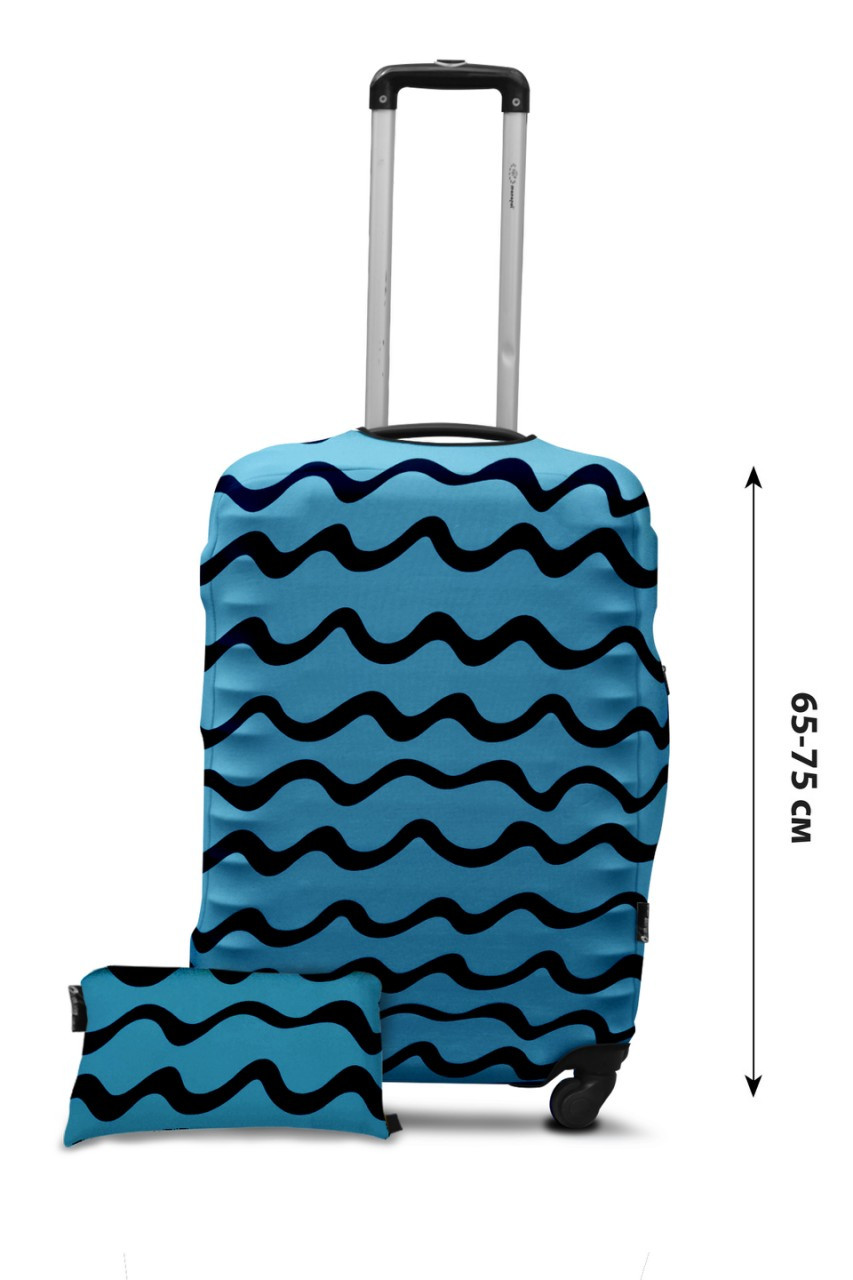 Чохол для валізи Coverbag дайвінг L хвилі бірюза