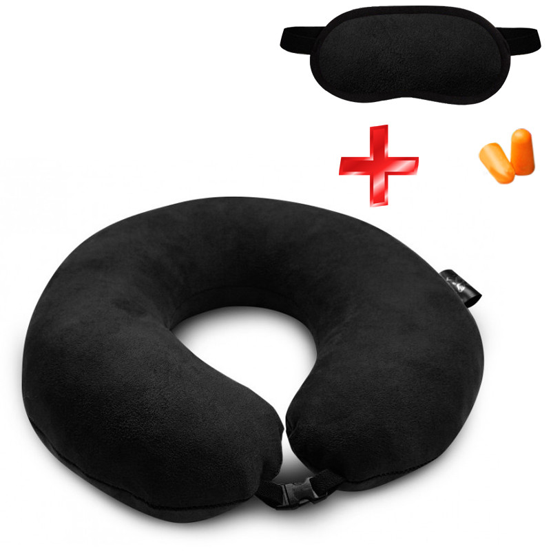 Подушка Coverbag для подорожей чорна . маска для сну