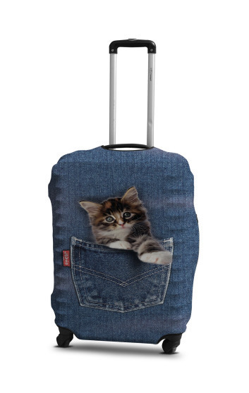 Чохол для валізи Coverbag кіт у джинсах S