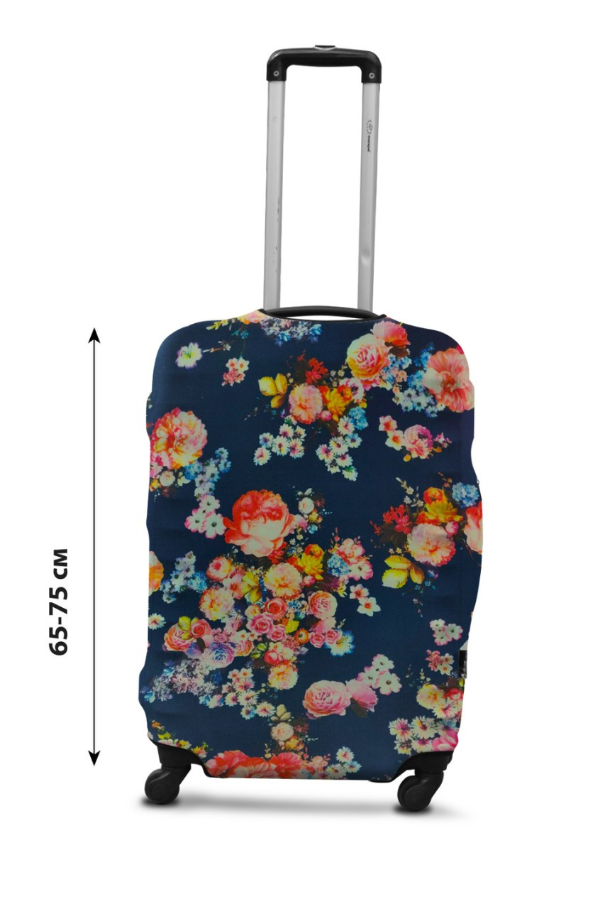 Чохол для валізи Coverbag дайвінг L квіти на синьому
