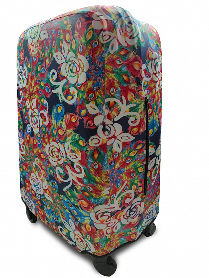 Чохол для валізи Coverbag дайвінг L павич різнобарвний