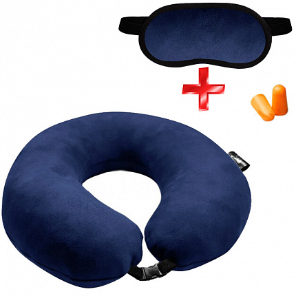 Подушка Coverbag для подорожей синя. маска для сну